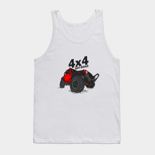 4x4 Off Road Jeep Red Tank Top